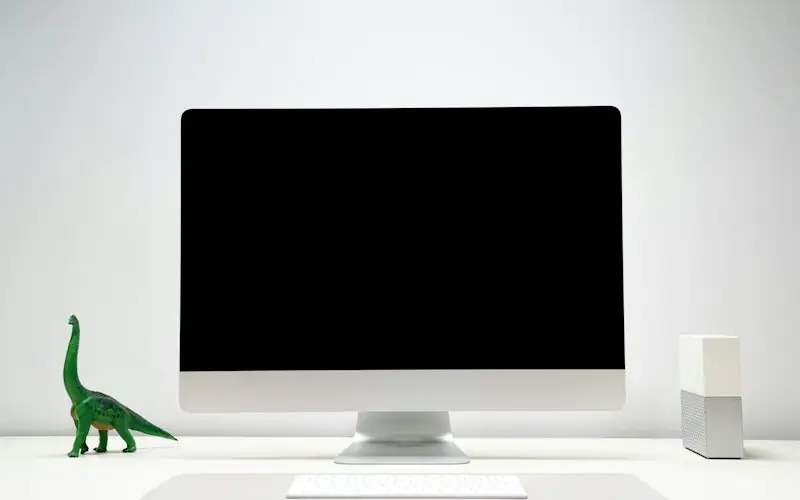An open laptop on a desk